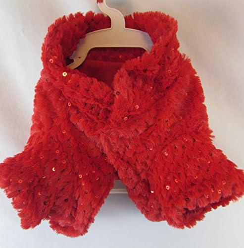 Red Fur Sequined Dog Cape Pet Apparel Size Medium