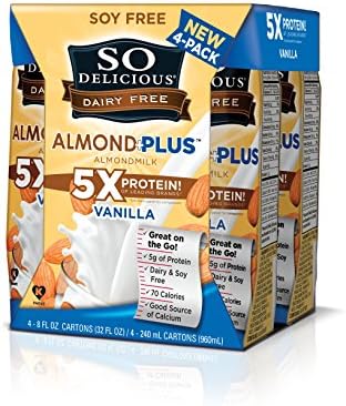 So Delicious Vanilla Almond Milk, Shelf Stable, 4 -8oz. (Pack of 6)