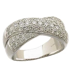 14K White Gold Diamond X Crossover Fashion Ring