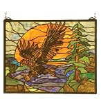 Eagle At Sunset Stained Glass Panel
