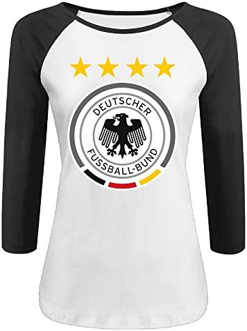Hioyio Women's Germany Soccer Team 3/4 Sleeve Baseball T Shirt