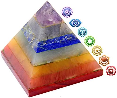 BIGGEST CHAKRA STONE PYRAMID - Natural Healing Crystal: 40mm (2") up to 75mm (3") - Seven Chakras