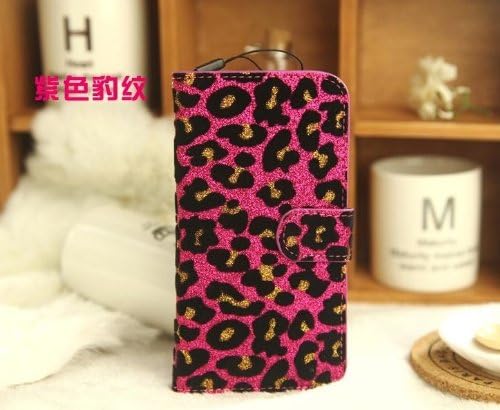 Luxury Charm Leopard Leather Handbag Wallet Purse Cover Case for Samsung GALAXY iphone Mobile Cell Phone (Samsung Galaxy Note 3 III N9000 N9005, rose(dark pink))
