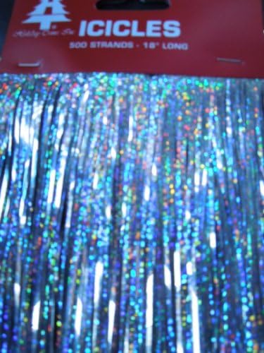 Silver Halogram Icicles 18" Long Pkg of 500