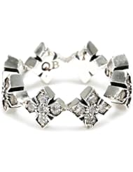 King Baby "Cross" MB Cross Band with White Cubic Zirconia Stones, Size 7.5