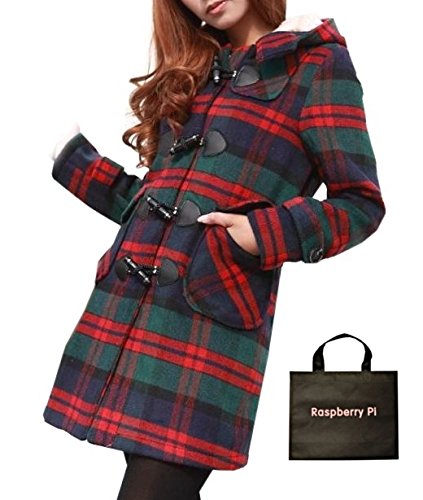 (ラズベリーパイ)RaspberryPi ガーリー アウター 『 ダッフルコート 』 ベージック チェック柄 S / M / L / XL オリジナルエコバッグセット sp223rp