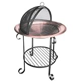 Landmann 28492 Scroll Series 30-Inch Copper Fire Pit with Spark Guard and Storage Shelf