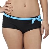 Xhilaration® Juniors Anchor Print Boy Short Swim Bottom - Black/Turquoise