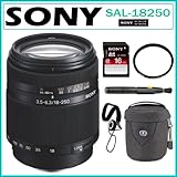 Sony DSLR SAL18250 Alpha DT 18-250MM F/3.5-6.3 Zoom Lens + Sony 16GB SDHC Class 10 + Tiffen 62mm UV Filter + Lens Pen + Tamrac Case + Lens Cap Keeper