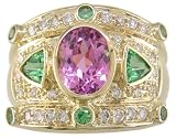 18KT Kunzite, Tsavorite & Diamond Cigar Band