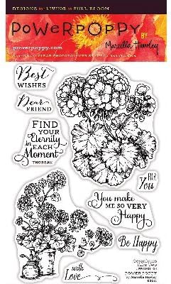 Power Poppy PPAUG1404 Geraniums Take Two Stamps, 4" by 6", Clear
