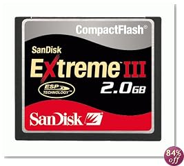SanDisk SDCFX3-2048-901 2 GB Extreme III CompactFlash Card (Retail Package)
