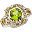 Sterling Silver and 14K Yellow Gold Peridot and Diamond Ring