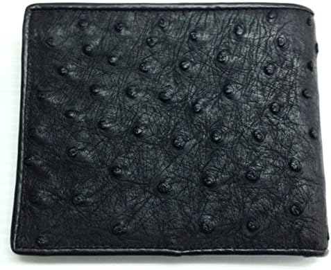 100% GENUINE BLACK OSTRICH LEATHER SKIN MEN BIFOLD WALLET WITH BLACK INTERIOR