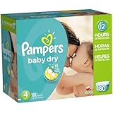 Pampers Baby Dry Diapers Economy Pack Plus, Size 4, 180 Count