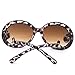 Top Plaza Women Sunglasses Retro Style, Butterfly Clouds Arms Semi-Transparent Round Vintage Sunglasses,Gentle Sunglasses, 4 Colors (Leopard Frame + Tan Gradient Lens)