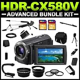 Sony HDRCX580V High Definition Handycam 20.4 MP Camcorder with 12x Optical Zoom and 32 GB Embedded Memory (32GB Advanced Bundle) Kit includes Charger, Battery, Card Reader, HDMI Cable, x3 Tripods, Carrying Case and MUCH more!