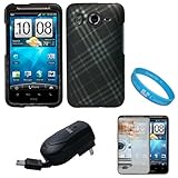 Matte Black with Silver Plaid Design Protective Rubberized Crystal Hard Cas ....