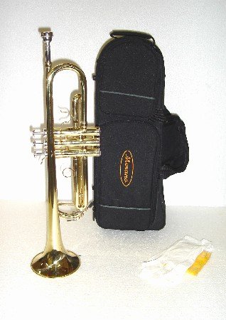 Childrens Toyshop  Musical Instruments : Crystalcello CWD415 B Flat Lacquer plated Trumpet with Carrying Case