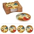 Bird Study Absorbent Coasters - Set of 4 w/ Caddy