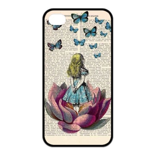 Stylish Alice in Wonderland Design Rubber TPU Shell Protector for Iphone 4 4S,Waterproof Rubber TPU Cover Phone Case For Iphone 4/4S