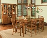 Set of 2 Dining Chairs with Upholstered Seat in Warm Oak Finish