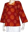 Womens Clothing - Long Sleeve Cotton Top Blouse Block Print Hand Embroidery Size M (tsht054)