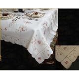 Renaissance Embroidered Design Tablecloth White 70 x 120