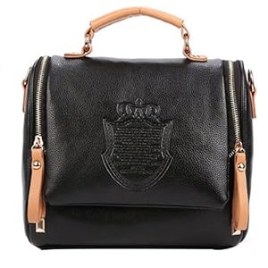 niceeshop(TM) Fashion Vintage New Shoulder Bags Hobo UK Crown PU Leather Handbag Women's Messenger Bag Lady's Tote Bags-Black