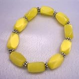 Genuine Yellow Cat Eye Beautiful Stretchable Bracelet w/ Daisy Spacing(BRAND NEW)