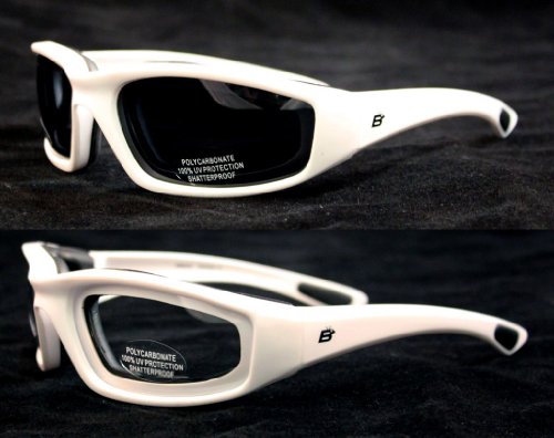 Birdz Oriole Motorcycle Padded Glasses Clear and Smoked Anti Fog Foam Padding on the Entire Inside of the Glasses