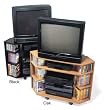 Black Finish Multimedia Storage Corner TV Stand