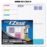 Cra-Z-Art Magnetic Dry Erase Combo Board Tile, Contemporary Basic Frameless with Marker and Two Magnets, 14 x 14 Inches (12196)
