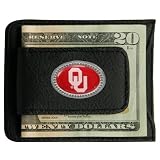 Oklahoma Sooners Black Leather Card Holder & Money Clip