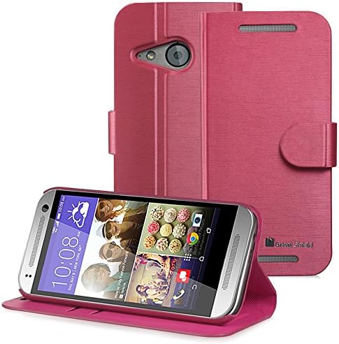 HTC One Remix / One mini 2 Case - GreatShield SHIFT LX Leather Wallet Stand Case Flip Folio Cover with Card Slots for HTC One Remix / One mini 2 (2014) (Red)