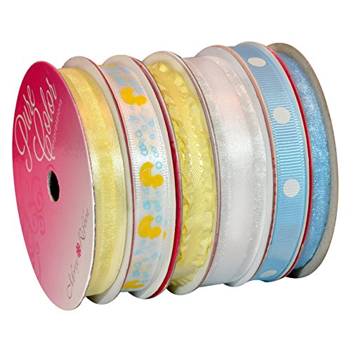 Morex Ribbon Polyester/Nylon Sweet Ribbon, Petite, Mixed Widths, 35-Yard Total, Sweet Baby, 6-Pack
