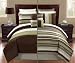 12 pc modern sage and brown reversible comforter set / bed in a bag /queen size bedding by Plush C Collection 12 pc modern sage and brown reversible comforter set / bed in a bag /queen size bedding by Plush C Collection