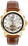 Burgmeister California BM 118-285 Herren Automatik Uhr offene Unruh Leder braun silber Tag/Datum/Monat