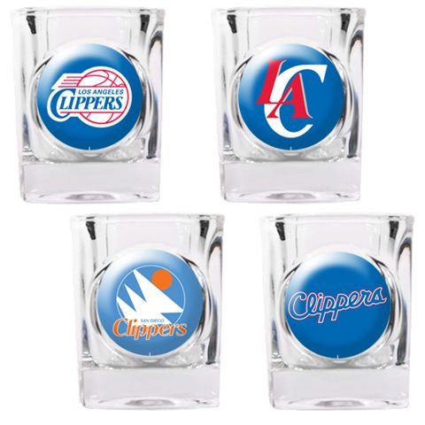 Los Angeles Clippers 4 Piece Square Shot Glass Set (with Individual Logos)