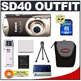 Canon PowerShot SD40 7.1MP Digital Elph Camera with 2.4x Optical Zoom (Twilight Sepia) + SecureDigital 4GB SDHC Memory Card + USB Card Reader + Spare NB-4L Battery + Padded Carrying Case