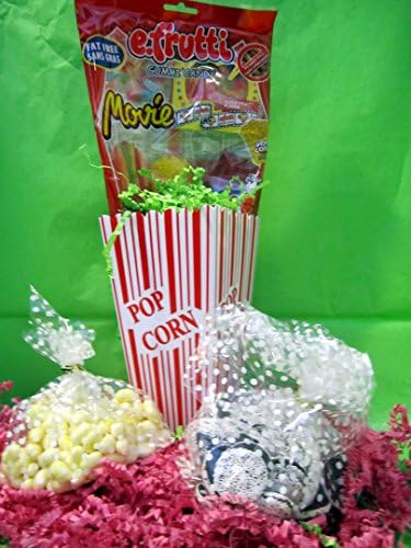 Movie Time Candy Gift Basket filled with Novelty Chocolate and Candy like Popcorn flavored Jelly Beans and much more!