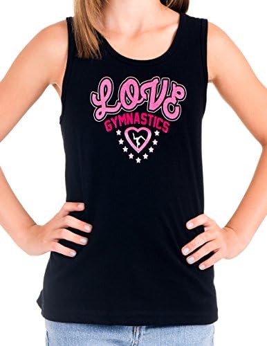 Activewear Apparel Big Girls 'Love Gymnastics' Tank Top (6-8 (Small), Black)