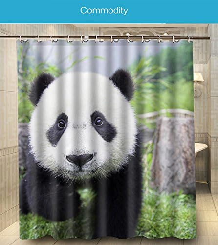 New Fashion Cute Clever Panda Play Bamboo Field Printed Size 160cmx180cm 100% Waterproof &amp; Mouldproof Polyester Shower Curtain w160-06