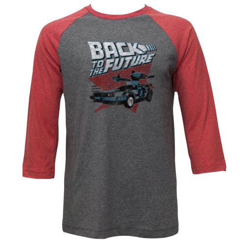 Back To The Future Red and Blue Adult Soft Raglan T-Shirt
