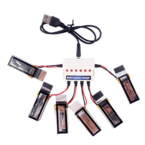 Youcute 6pcs 3.7v 450mah battery and charger for udi u2…