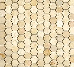 Crema Marfil 1" Hexagon Mosaic Honed