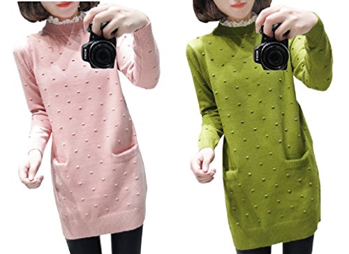 【ARINCO】 襟 レース カジュアル フェミニン ワンピース レディース グリーン ピンク