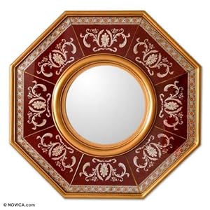 Mirror, 'Wine Light' by Novica