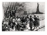 New York, Welcome to the Land of Freedom, an Ocean Steamer Passing the Statue of Liberty Giclee Poster Print, 24x18