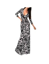 Sexy V-neck Cotton General Print Bodycon Dress/Maxi Dress 